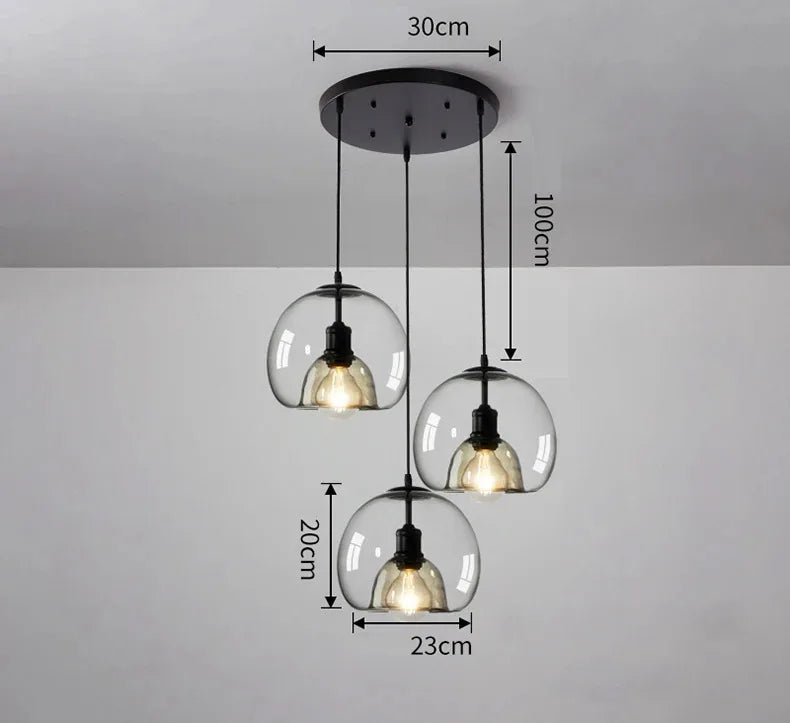 Amber Glass Pendant Light – Modern E27 Ceiling Lamp | Warm Ambient Lighting | Elegant Contemporary Interior Feature