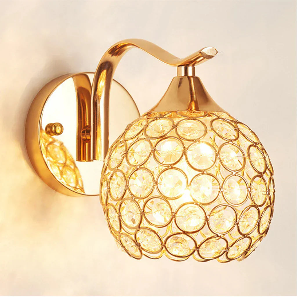 Crystal Wall Light with Gold & Silver Finish – Modern Luxury LED Wall Sconce | Elegant Ambient Lighting