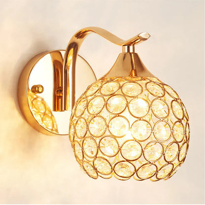 Crystal Wall Light with Gold & Silver Finish – Modern Luxury LED Wall Sconce | Elegant Ambient Lighting