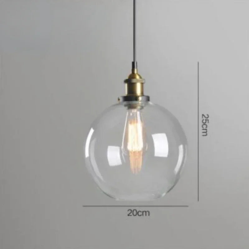 Scandinavian Glass Pendant Light – Vintage Loft E27 Ceiling Lamp | Elegant Ambient Lighting | Contemporary Nordic Interior Feature