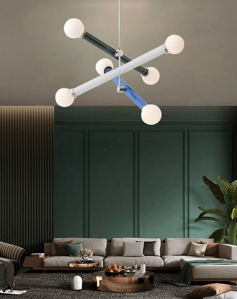 ArtGlow Modern Colorful Chandelier – Art Deco Glass & Acrylic Pendant Light for Contemporary Interiors