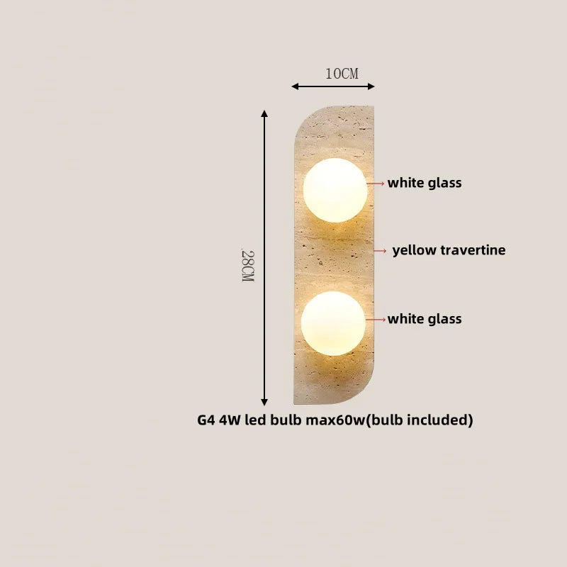 Cavora Stone Wall Light – Scandinavian Glass & Natural Stone Sconce | Up & Down Ambient Lighting | Contemporary Interior Design