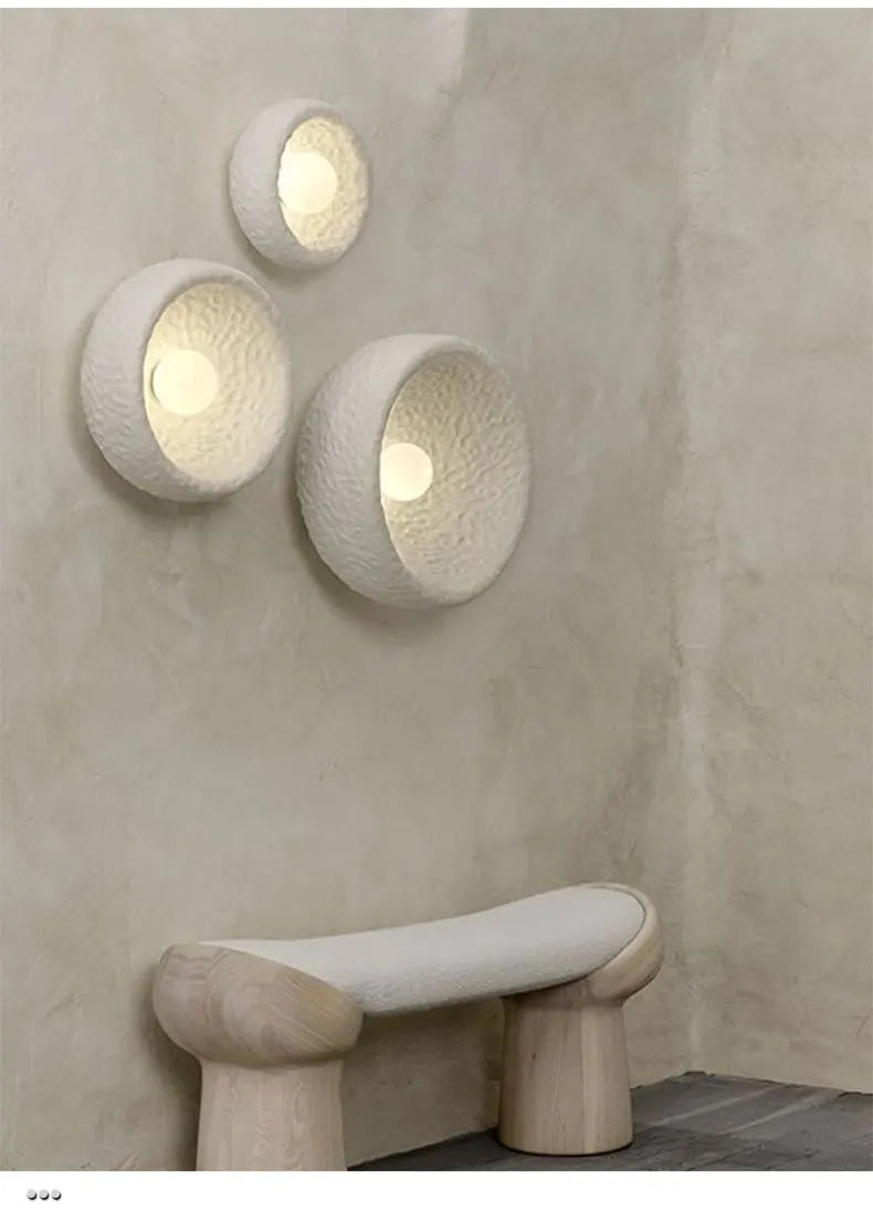 Wabi-Sabi Resin Wall Light – Retro Japanese LED Wall Sconce | Warm Minimalist Ambient Lighting