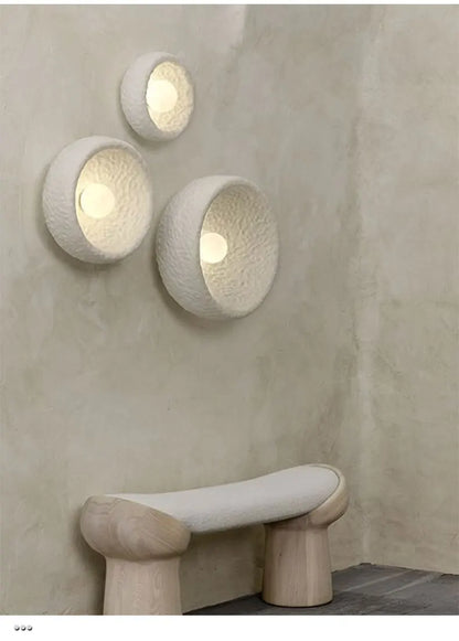 Wabi-Sabi Resin Wall Light – Retro Japanese LED Wall Sconce | Warm Minimalist Ambient Lighting