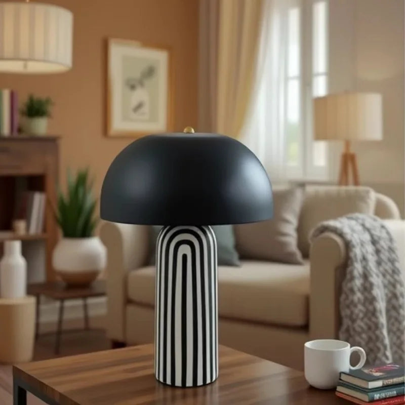 Japandi Ceramic Table Lamp – Handcrafted LED Accent Light | Nordic Japanese Interior Décor | Elegant Ambient Lighting