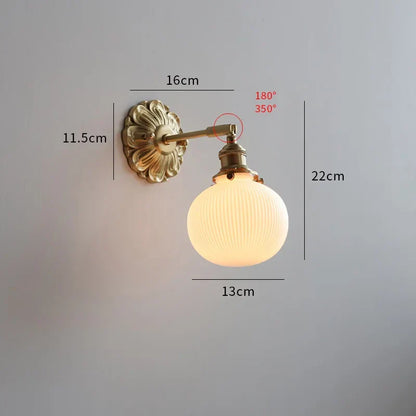 Frosted Glass LED Wall Light with Copper Finish – Modern Luxury Wall Sconce | Elegant Ambient Lighting