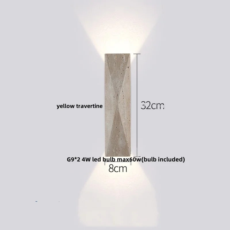 Cavora Stone Wall Light – Scandinavian Glass & Natural Stone Sconce | Up & Down Ambient Lighting | Contemporary Interior Design