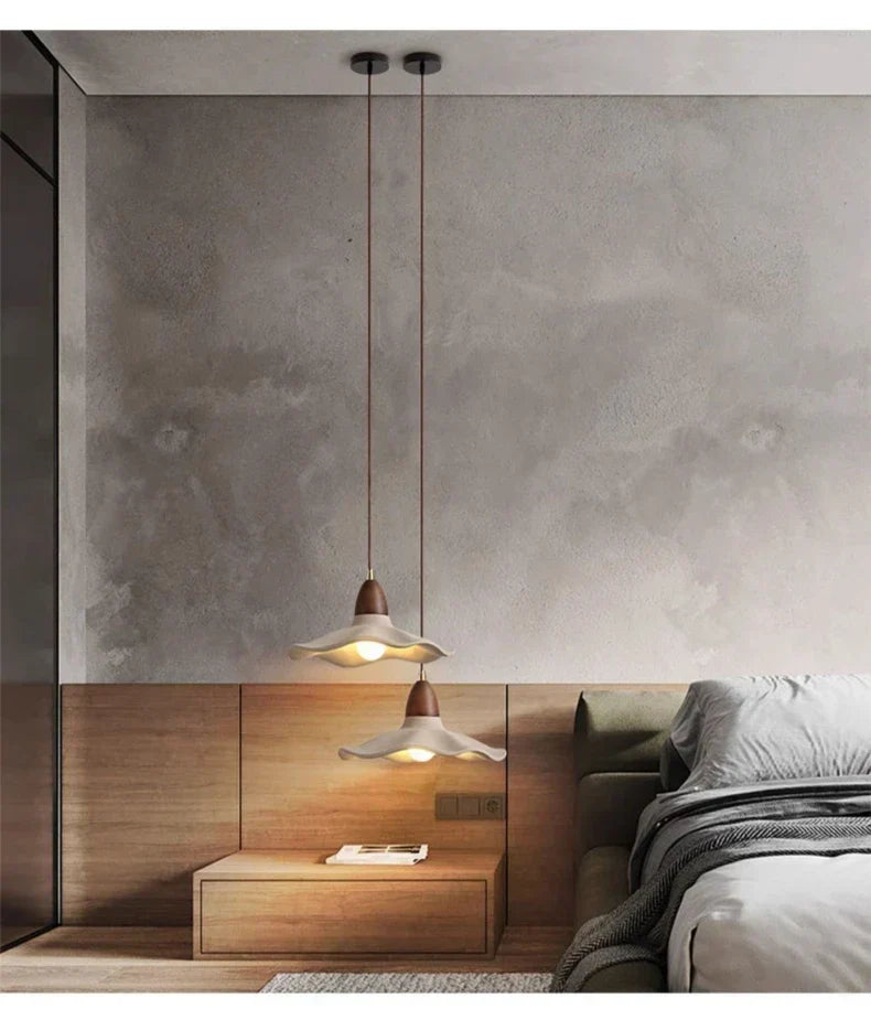 Japandi Wooden Pendant Light – Minimalist LED Ceiling Lamp | Wabi-Sabi Interior Lighting | Natural Contemporary Design