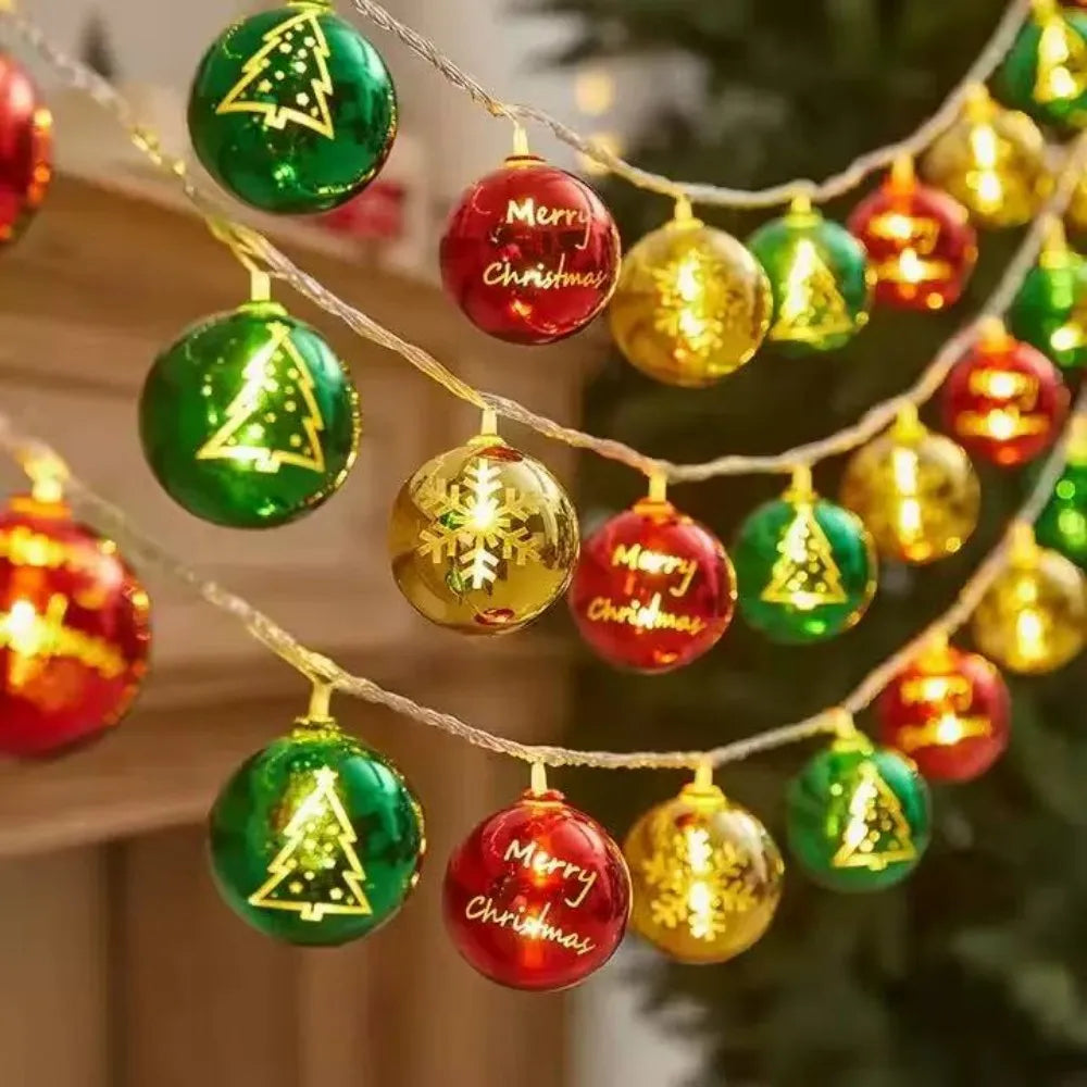 Hollow Globe LED Christmas String Lights – Battery-Powered Decorative Lights for Parties, Bedrooms & Christmas Trees