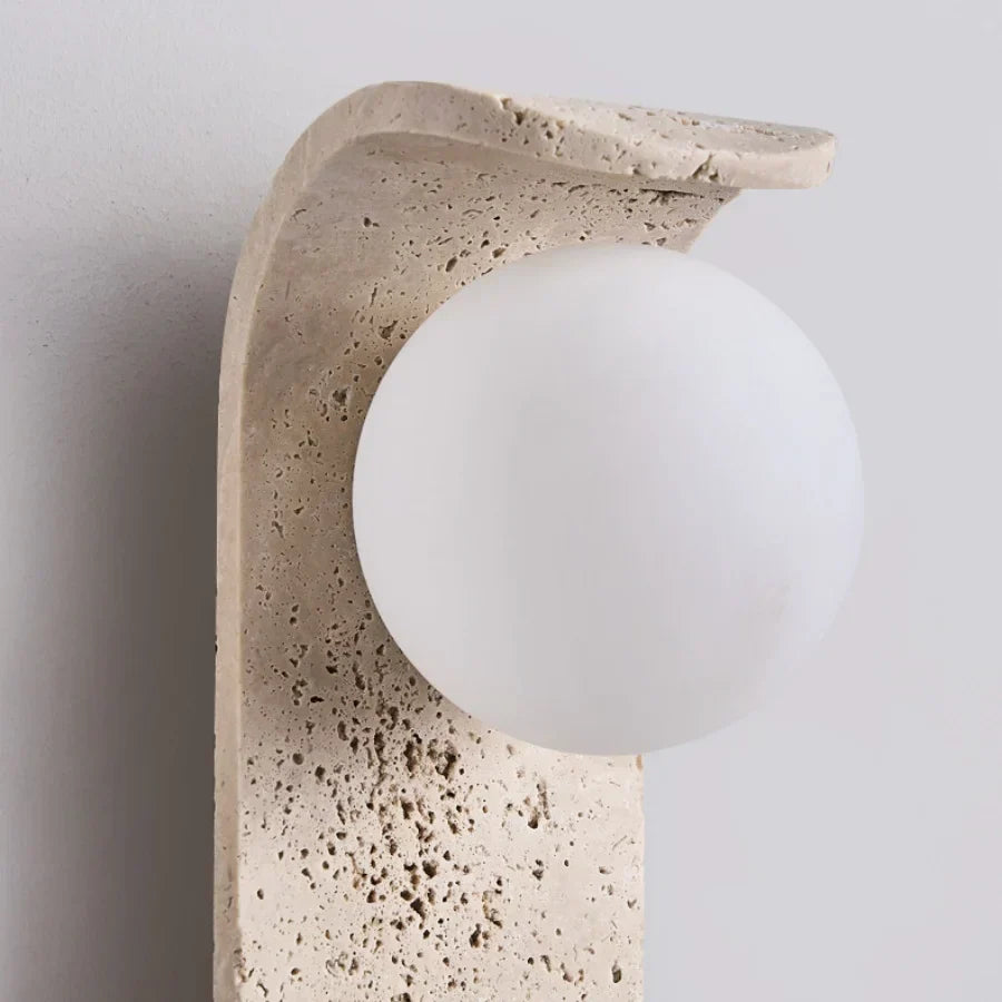 Cavora Stone Wall Light – Scandinavian Glass & Natural Stone Sconce | Up & Down Ambient Lighting | Contemporary Interior Design
