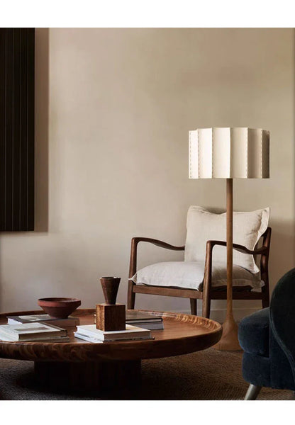 HikariWood Floor Lamp – Wabi-Sabi Wooden Standing Light | Japandi Ambient LED Lighting for Modern Interiors