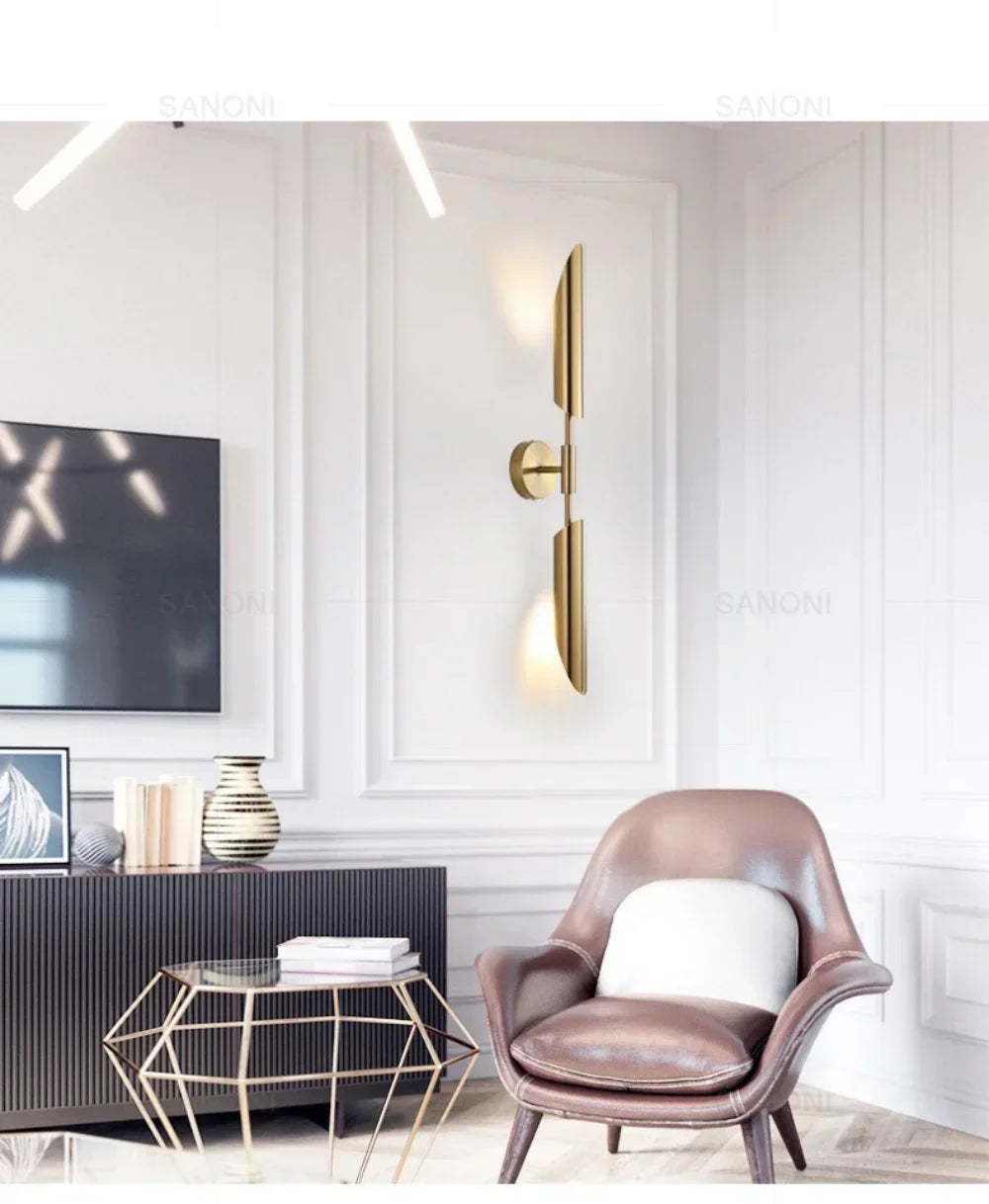 Gold Glass Wall Light – Luxury G9 Wall Lamp | Contemporary Up & Down Lighting | Elegant Interior Accent