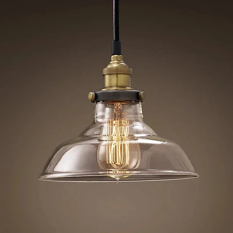 Scandinavian Glass Pendant Light – Vintage Loft E27 Ceiling Lamp | Elegant Ambient Lighting | Contemporary Nordic Interior Feature