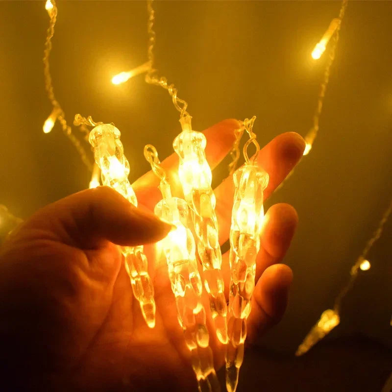 LumaSnow 4M LED Snowflake Curtain Lights – Christmas Icicle String Lights for Windows, Parties & Holiday Decorations