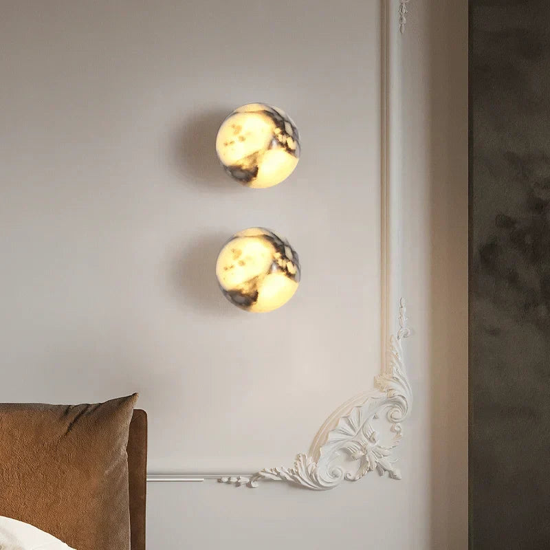 Luxury Marble Globe Wall Light – Natural Stone LED Wall Lamp for Bedrooms, Living Rooms, Hallways & Staircases