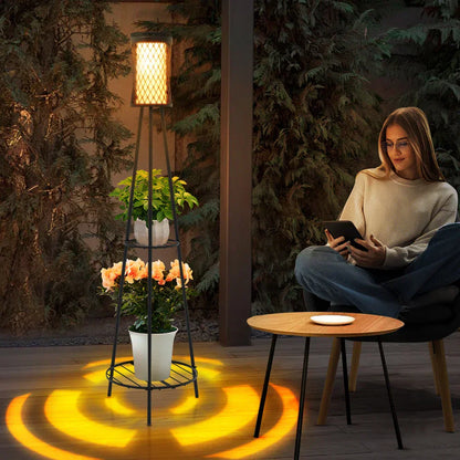 SolarBloom Solar-Gartenleuchte mit Pflanzenständer – Deko-Laterne für Terrasse, Garten & Balkon-Leuchtezauber