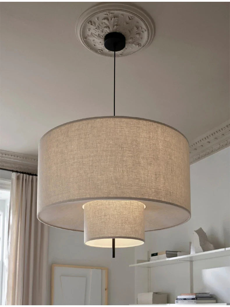 Scandinavian Wabi-Sabi Fabric Pendant Light – Modern LED Ceiling Pendant | Soft Ambient Lighting | Designer Hanging Lamp