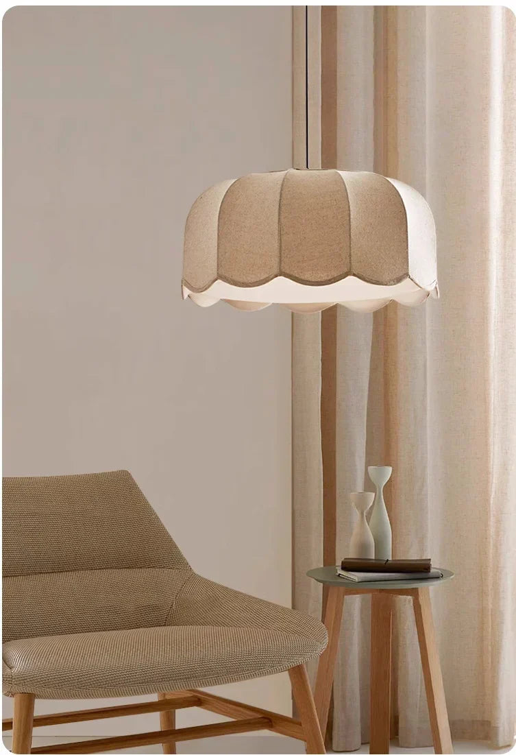 Hoshira Linen Pendant Light – Japandi Wabi-Sabi Ceiling Lamp | Soft Ambient LED Lighting for Modern Interiors