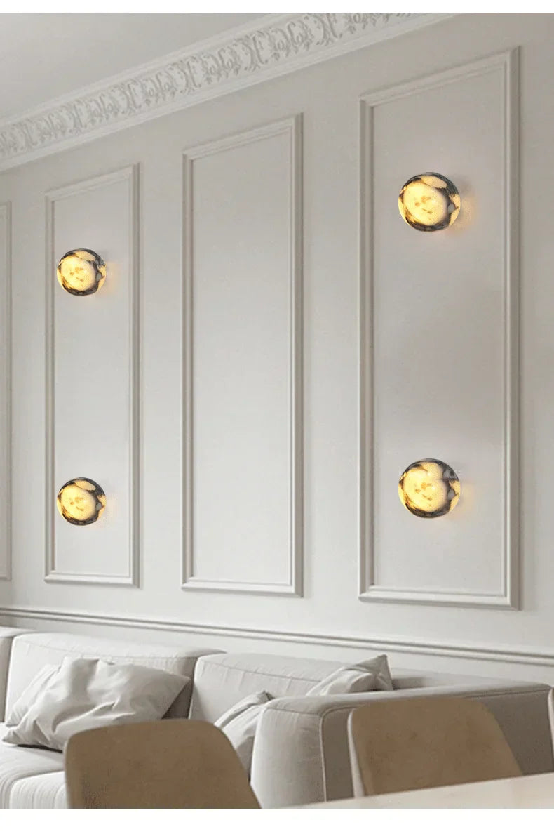Luxury Marble Globe Wall Light – Natural Stone LED Wall Lamp for Bedrooms, Living Rooms, Hallways & Staircases