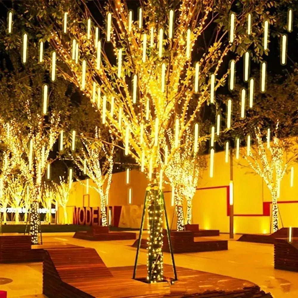 SternFall 50cm LED Meteor Shower String Lights – 8-Tube Falling Rain Lights for Outdoor Christmas & Garden Decoration
