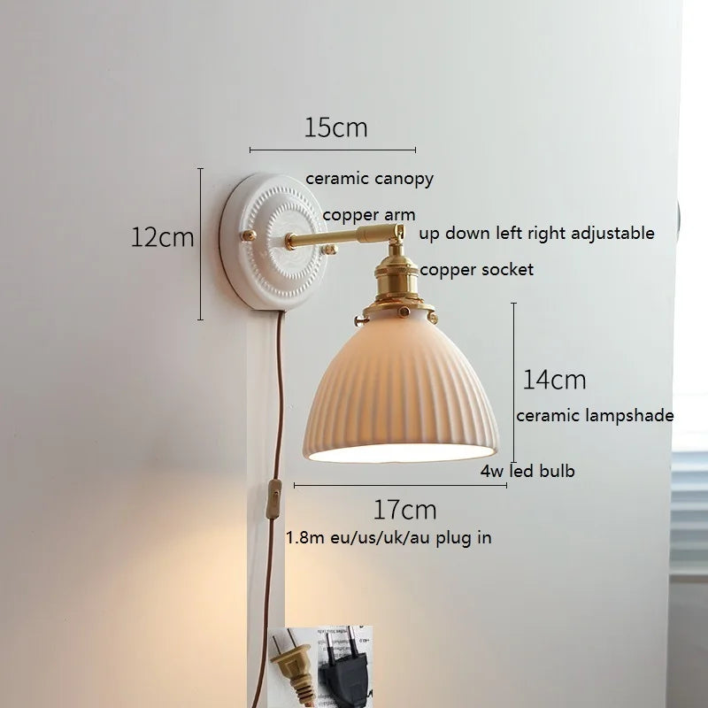 Aurelle Ceramic Wall Light – Adjustable E27 Wall Lamp | Contemporary Copper Lighting | Elegant Interior Illumination