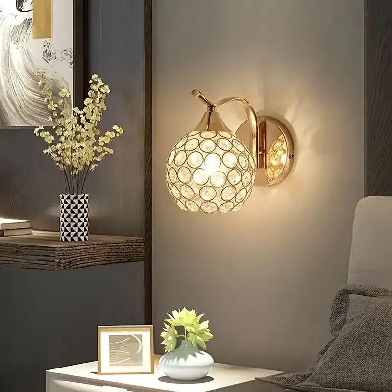 Crystal Wall Light with Gold & Silver Finish – Modern Luxury LED Wall Sconce | Elegant Ambient Lighting