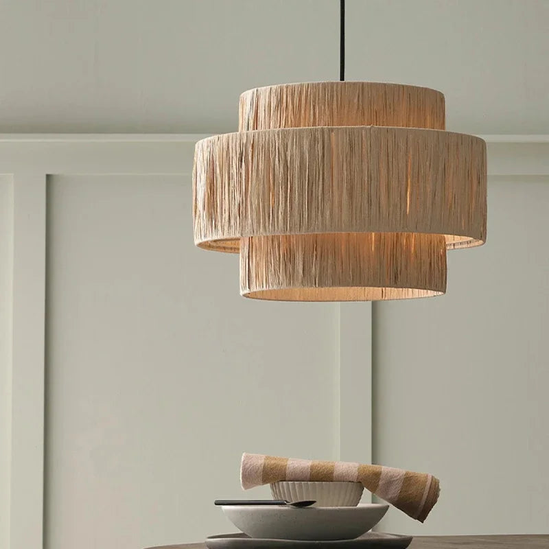 Wabi Sabi Rattan Pendant Light – Handwoven Japanese Ceiling Lamp | Natural Ambient Lighting | Artisan Interior Feature