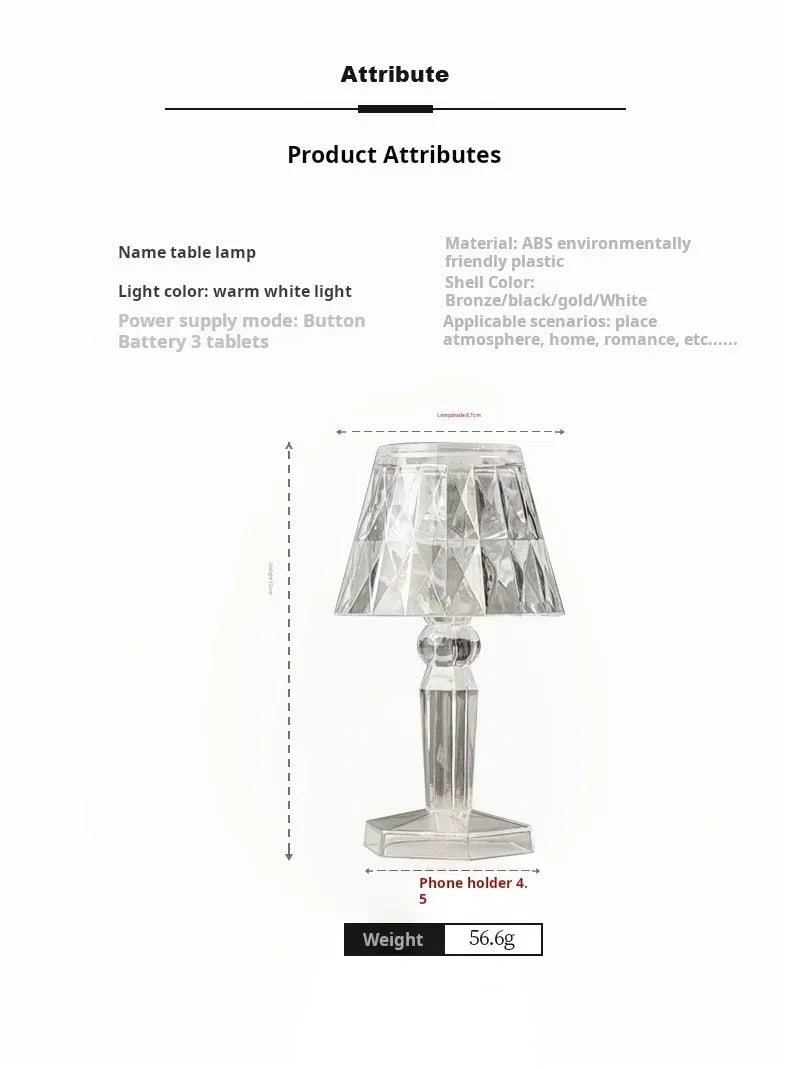 Crystal LED Table Lamp – Colour Changing Touch Night Light | Decorative Bedside Lamp | Elegant Ambient Lighting