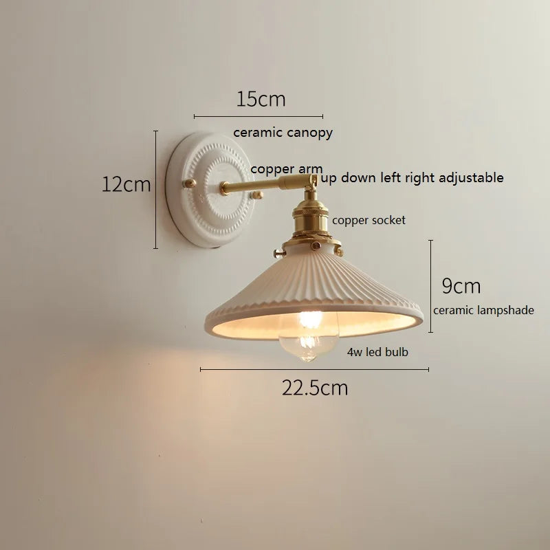 Aurelle Ceramic Wall Light – Adjustable E27 Wall Lamp | Contemporary Copper Lighting | Elegant Interior Illumination