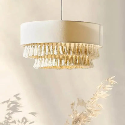 SabiGlow – Boho Wabi Sabi Stoff-Hängelampe-Leuchtezauber