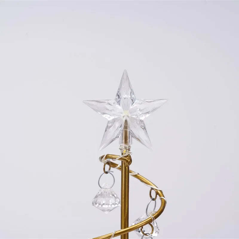 LumiSpiral Crystal Christmas Tree Table Lamp – Luxury LED Spiral Lamp in Gold