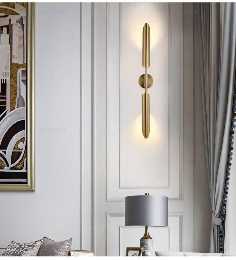 Gold Glass Wall Light – Luxury G9 Wall Lamp | Contemporary Up & Down Lighting | Elegant Interior Accent