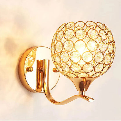 Crystal Wall Light with Gold & Silver Finish – Modern Luxury LED Wall Sconce | Elegant Ambient Lighting