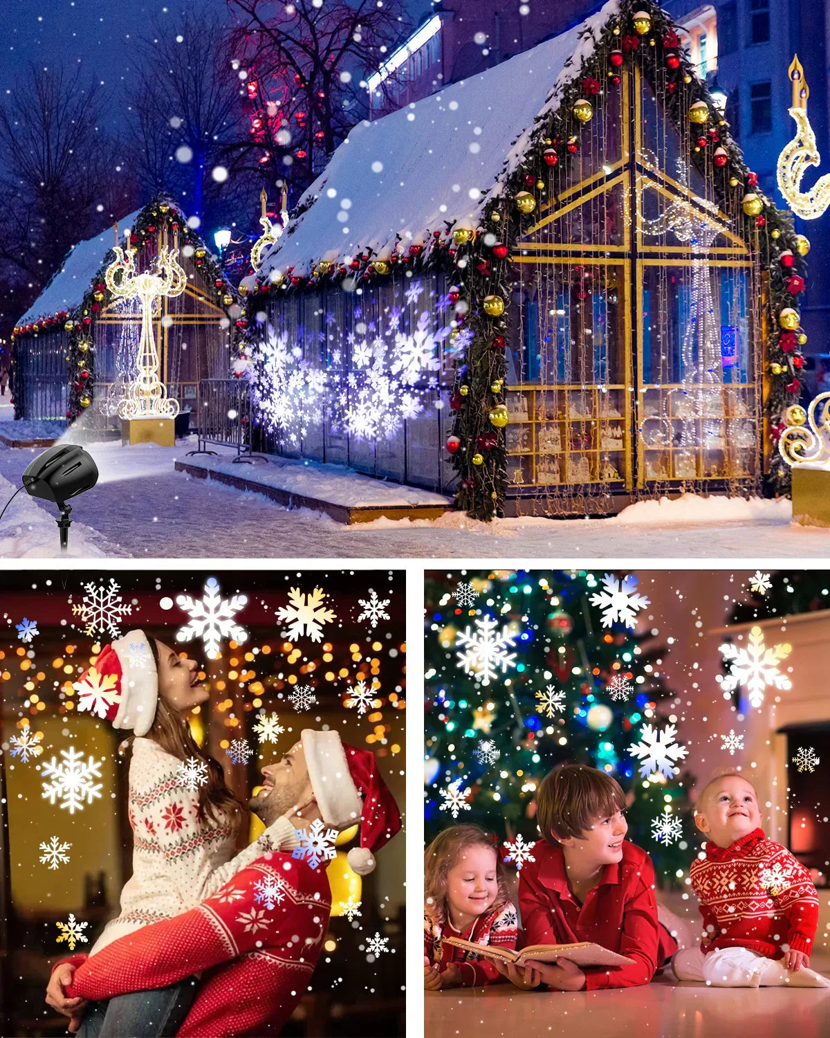 SNOWGLOW LED Snowfall Projector – Dual Head Outdoor Light Projector | Waterproof Christmas Snow Effect with Remote Control