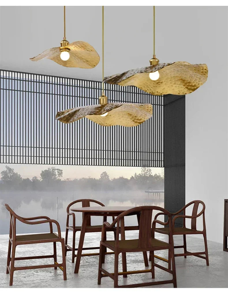 Gold Lotus Pendant Light – Vintage Zen Ceiling Lamp | Luxury Ambient Hanging Lighting