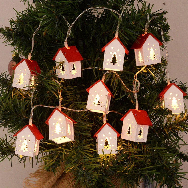 NordiHaus LED Wooden House String Lights – Scandinavian Christmas Decoration Collection 2025