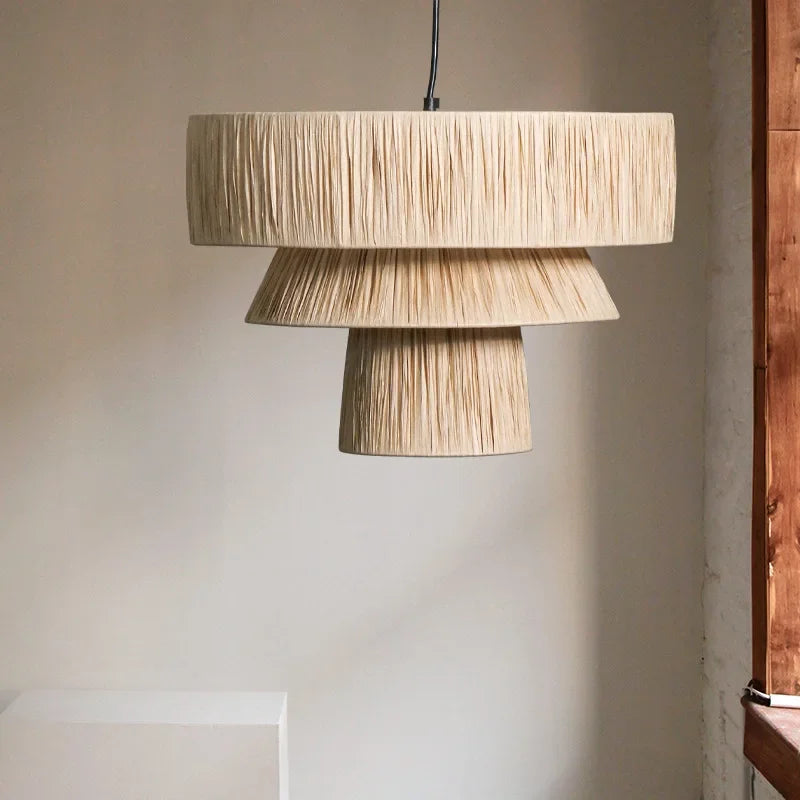 Wabi Sabi Rattan Pendant Light – Handwoven Japanese Ceiling Lamp | Natural Ambient Lighting | Artisan Interior Feature