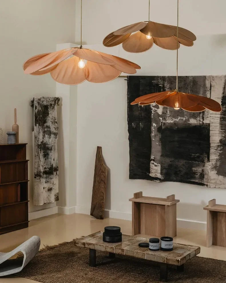 Floral Fabric Pendant Light – Designer E27 Ceiling Lamp | Artistic Ambient Lighting | Contemporary Statement Feature