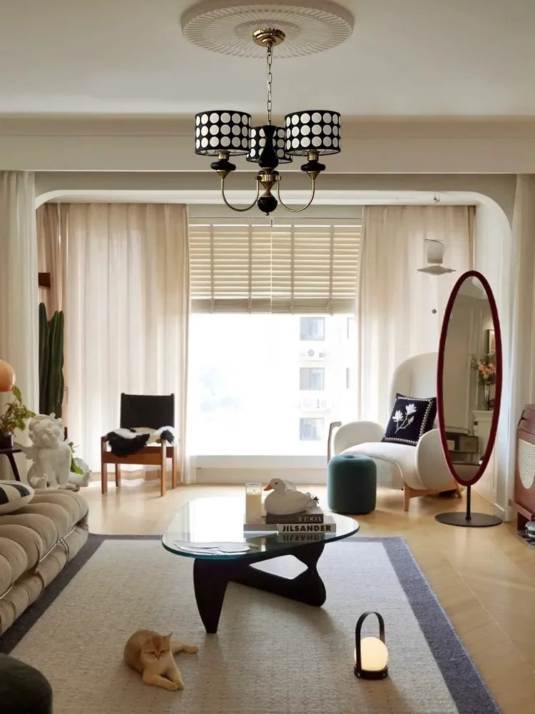 Traditional Copper Chandelier with Fabric Shades – Luxury Classic Ceiling Light | Elegant Ambient Lighting