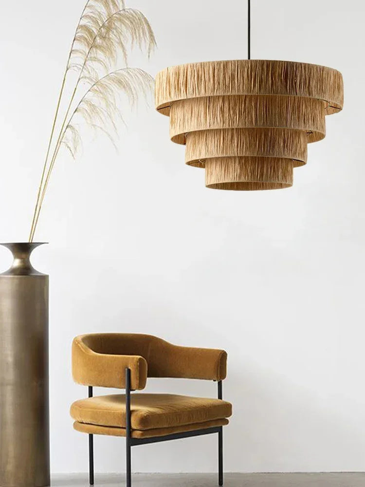Wabi Sabi Rattan Pendant Light – Handwoven Japanese Ceiling Lamp | Natural Ambient Lighting | Artisan Interior Feature