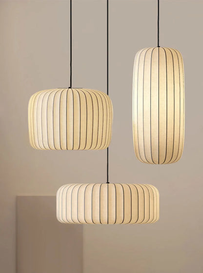 Serenea Silk Pendant Light – Wabi-Sabi Hanging Lamp | Japanese Nordic Ceiling Light for Elegant Interiors
