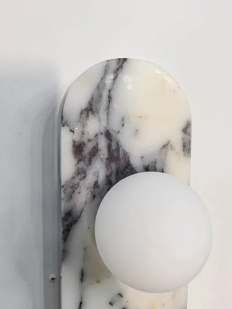 Marble LED Wall Light – Modern Designer Wall Lamp | Luxury Ambient Lighting | Contemporary Stone & Glass Feature