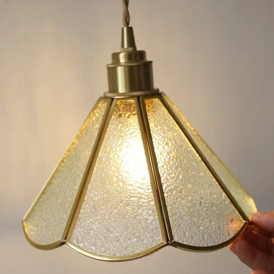 Nordic Tiffany Glass Wall Light – Copper LED Wall Lamp with Pull Cord Switch | Elegant Ambient Lighting | Timeless Interior Accent