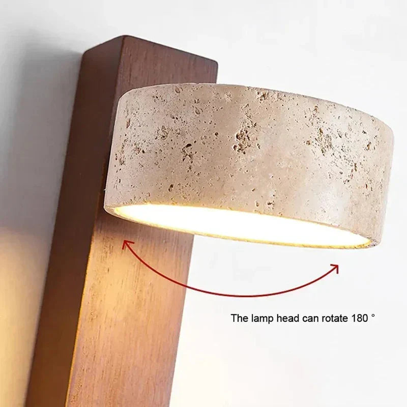 Travertine Wall Light – Wabi-Sabi LED Wall Lamp | Natural Stone Ambient Lighting | Japandi Interior Décor