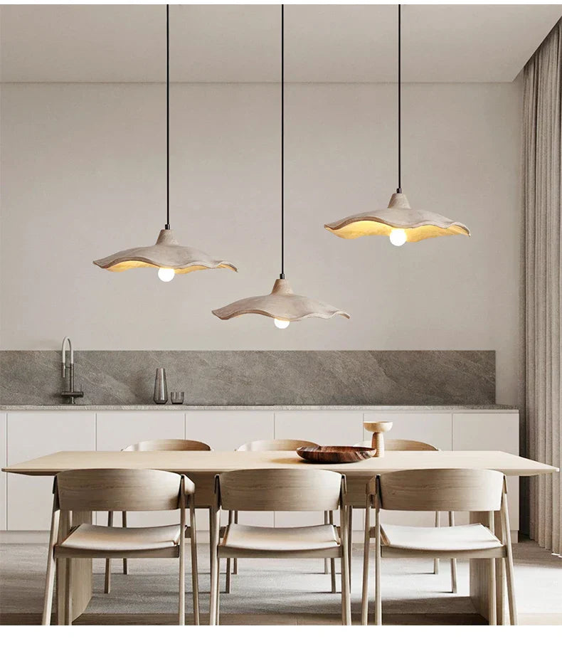 Japandi Wooden Pendant Light – Minimalist LED Ceiling Lamp | Wabi-Sabi Interior Lighting | Natural Contemporary Design