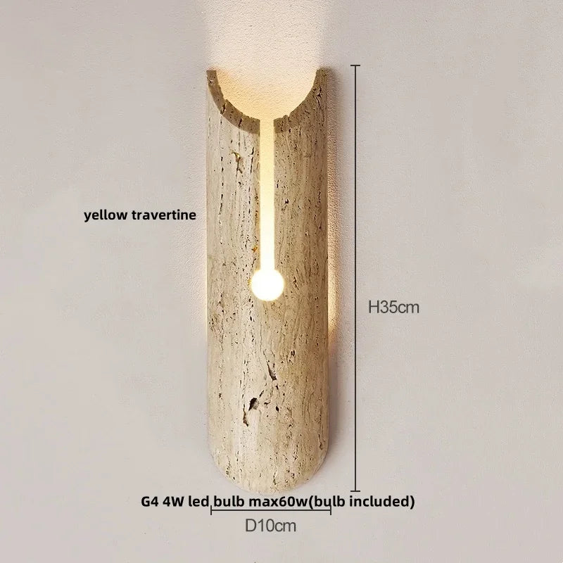 Cavora Stone Wall Light – Scandinavian Glass & Natural Stone Sconce | Up & Down Ambient Lighting | Contemporary Interior Design