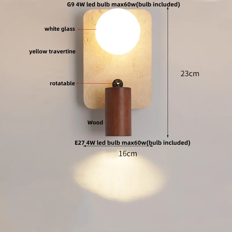 Cavora Stone Wall Light – Scandinavian Glass & Natural Stone Sconce | Up & Down Ambient Lighting | Contemporary Interior Design