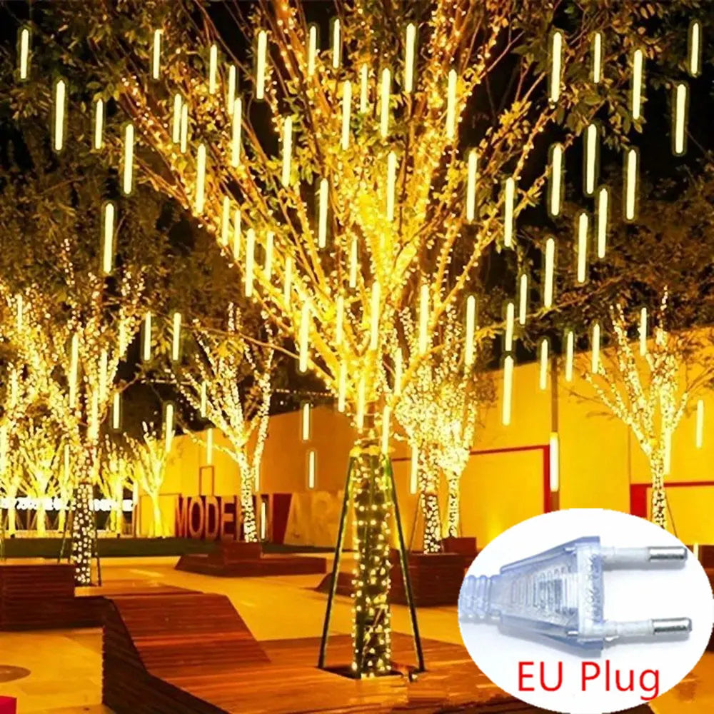 SternFall 50cm LED Meteor Shower String Lights – 8-Tube Falling Rain Lights for Outdoor Christmas & Garden Decoration