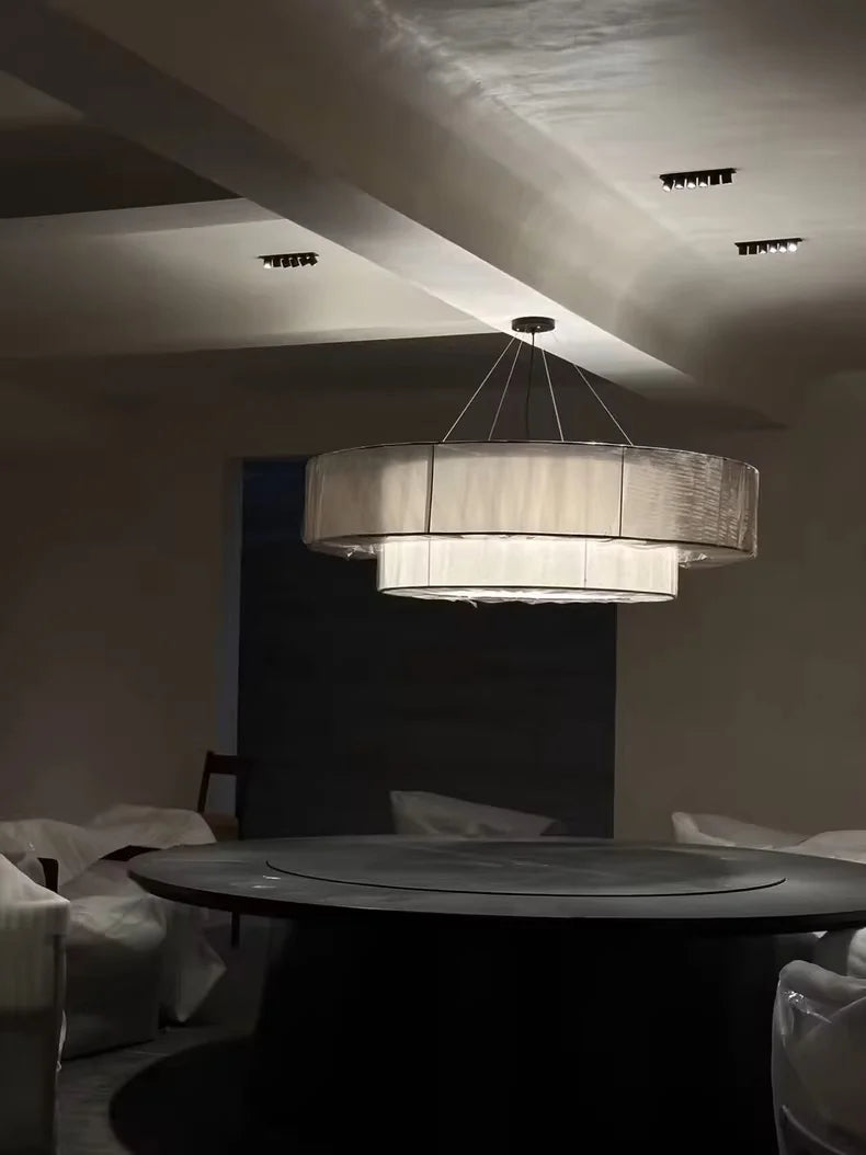 Veloura Silk Pendant Light – Luxury Beige Hanging Ceiling Lamp | Soft Ambient Lighting for Modern Interiors