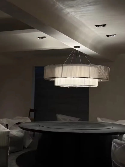 Veloura Silk Pendant Light – Luxury Beige Hanging Ceiling Lamp | Soft Ambient Lighting for Modern Interiors